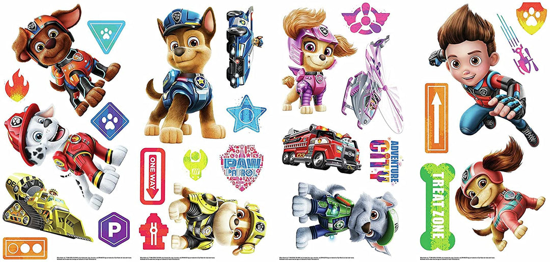 RoomMates RMK4819SCS Paw Patrol Movie Peel and Stick Decals, red, Orange, Yellow