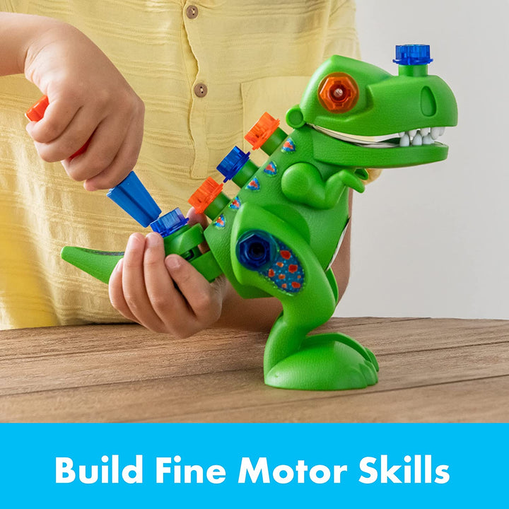 Learning Resources Design & Drill T-Rex Dinosaur Take Apart Toy with 12 Pieces & Screwdriver