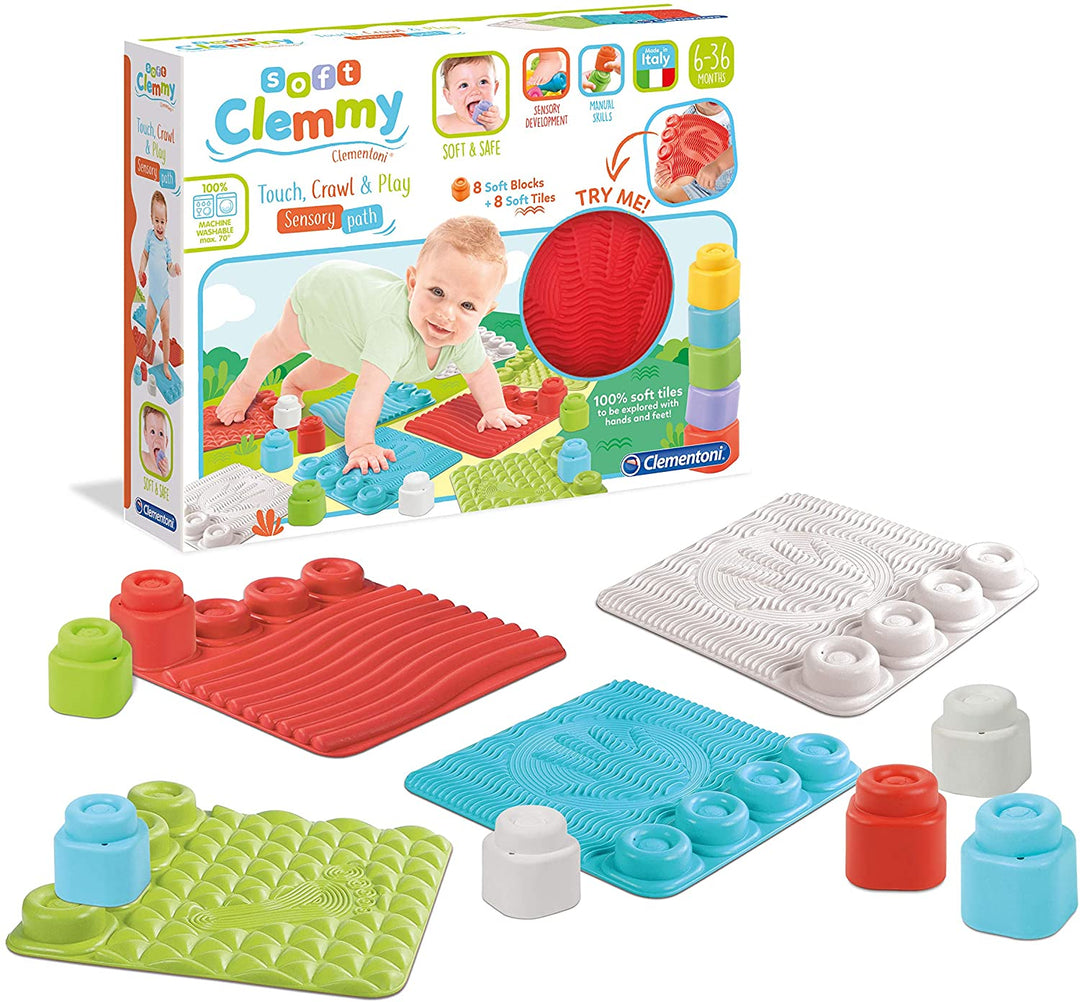 Clementoni 17352 Soft Clemmy Tast-, Krabbel- und Spiel-Sinnespfad für Babys und Kleinkinder