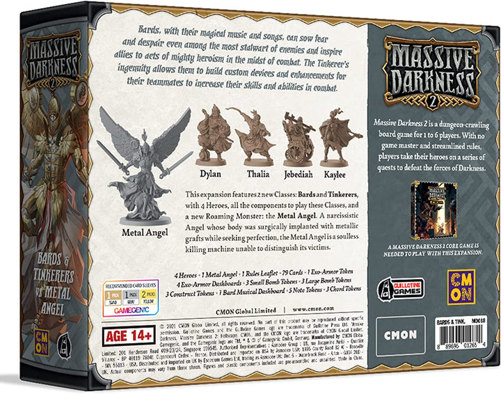 Massive Darkness 2 Bards and Tinkerers vs Metal Angel Heroes & Monster Set