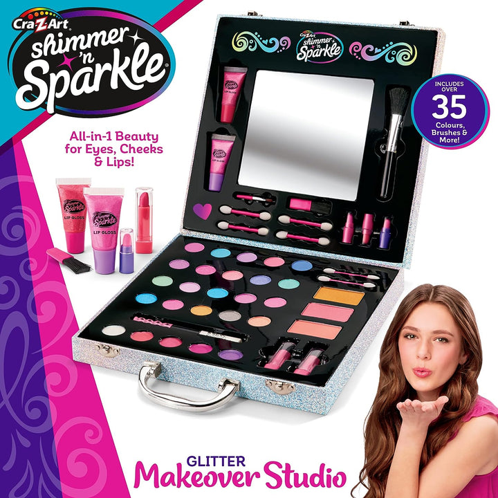 Shimmer and Sparkle Shimmering Glitter Makeover Studio Kids Make-up-Set für Mädchen