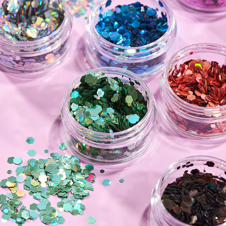 Chunky Holographic Glitter by Moon Glitter - Black - Cosmetic Festival Makeup Glitter for Face, Body, Nails, Hair, Lips - 3g