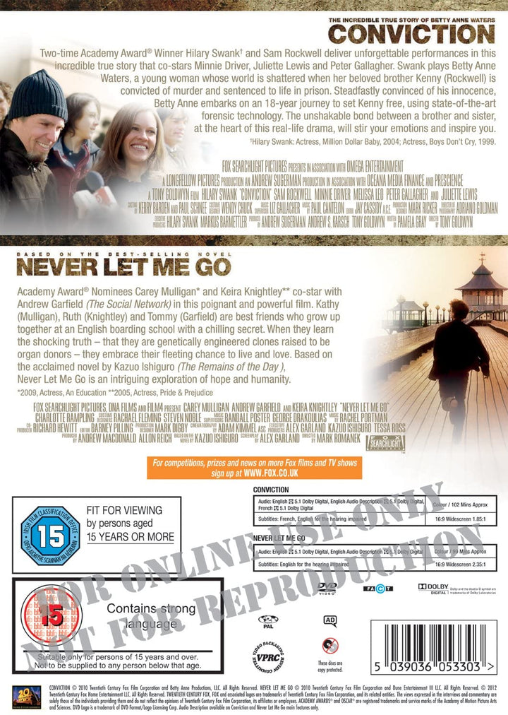 Conviction / Never Let Me Go Double Pack [2010] - Drama/Crime [DVD]