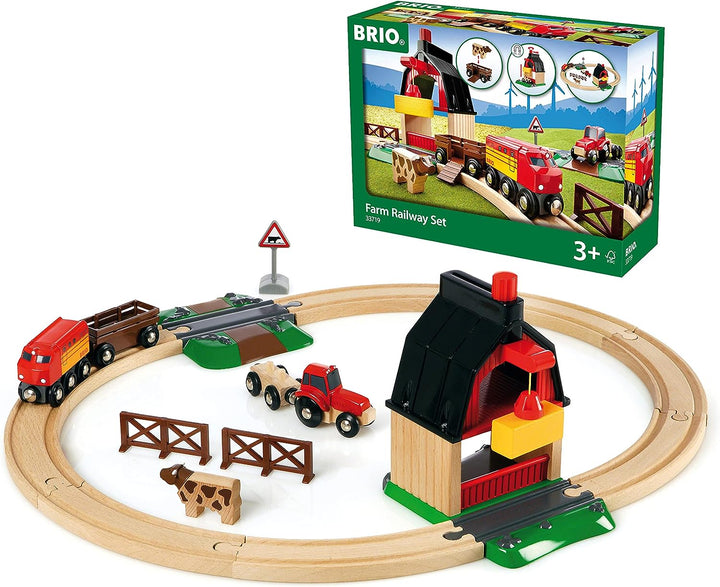 BRIO World Farm Train-Set für Kinder ab 3 Jahren – kompatibel mit allen BRIO-Eisenbahnsets und Zubehör