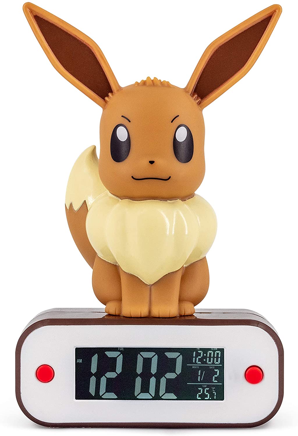 TEKNOFUN 811370 Pokemon Eevee 3D Pokemon Alarm Clock and Lamp, Brown, 18