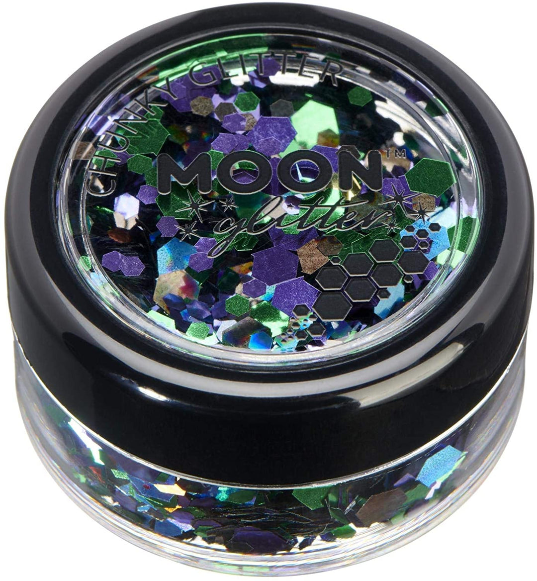 Mystic Chunky Glitter by Moon Glitter - Galaxy - Cosmetic Festival Makeup Glitter for Face, Body, Nails, Hair, Lips - 3g