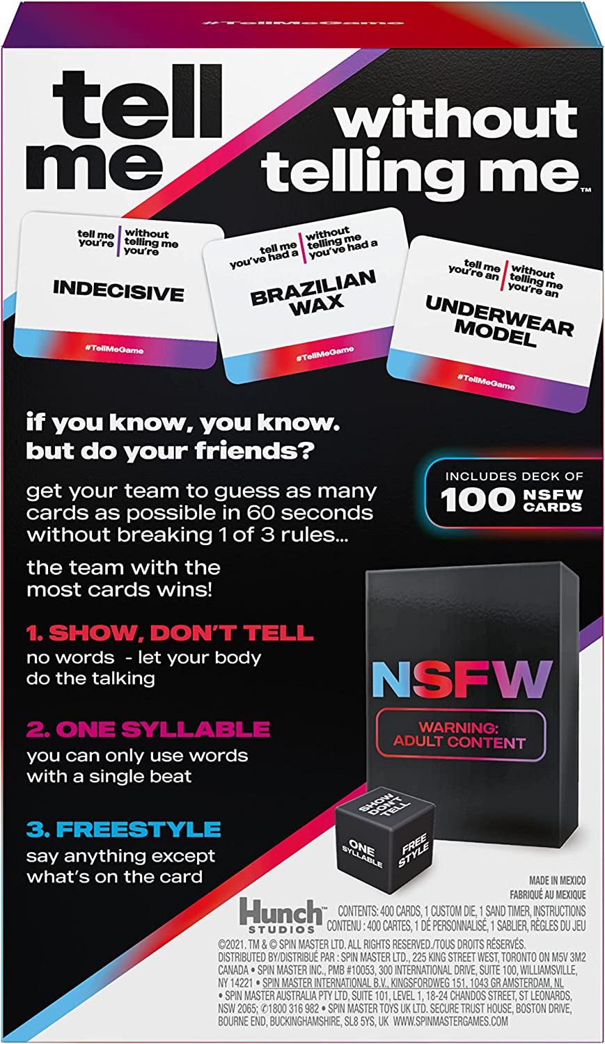 Tell Me Without Telling Me - The Viral Trend, Now A Hilarious Party Game for a Stag or Hen Party, University, Birthdays, & More, for Adults Ages 18 and up