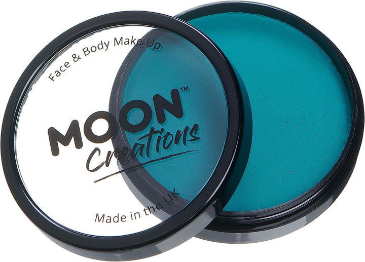 Pro Face &amp; Body Paint Cake Pots von Moon Creations – Blaugrün – Professionelles Gesichtsfarben-Make-up auf Wasserbasis für Erwachsene und Kinder – 36 g