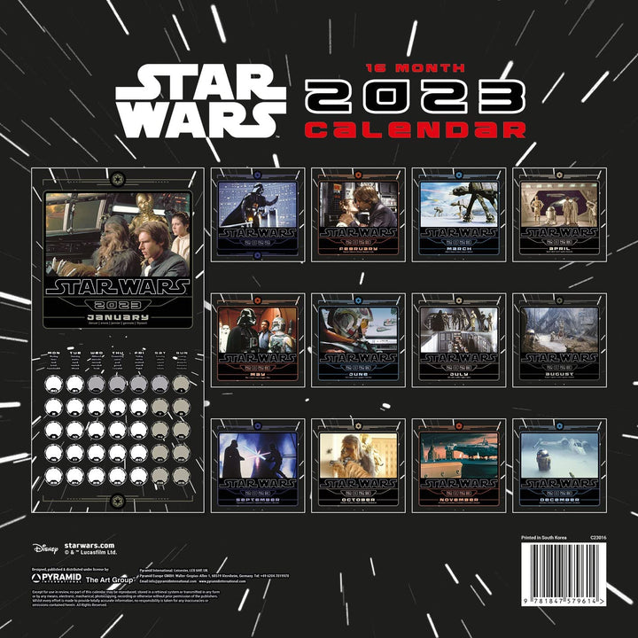Star Wars (Adult) Calendar 2023 - Month to a View Planner 30cm x 30cm - Official