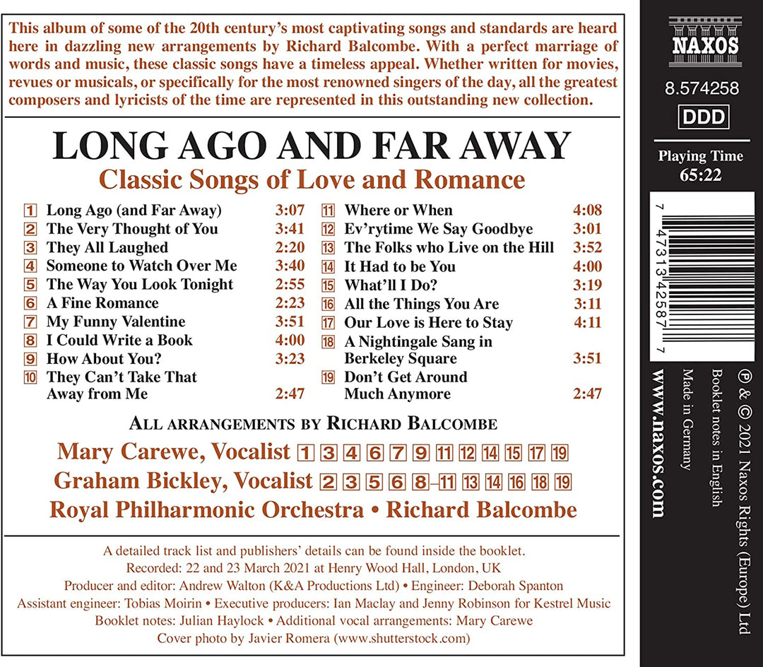 Classic Songs of Love and Romance [Mary Carewe; Graham Bickley; Royal Philharmonic Orchestra; Richard Balcombe] [Naxos: 8574258] [Audio CD]