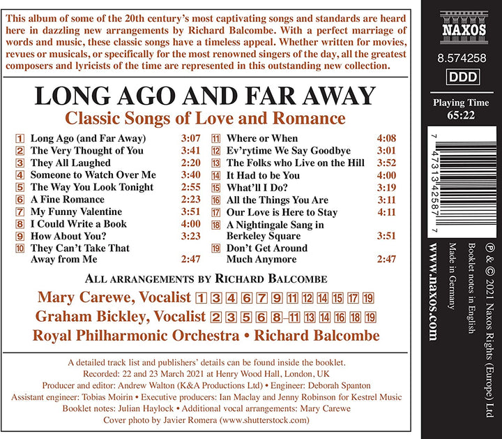 Classic Songs of Love and Romance [Mary Carewe; Graham Bickley; Royal Philharmonic Orchestra; Richard Balcombe] [Naxos: 8574258] [Audio CD]