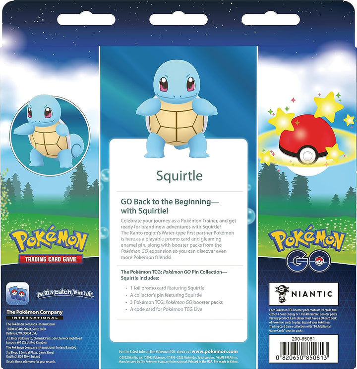 Pok�mon TCG: Pok�mon GO Pin Collection - Squirtle (1 Foil Promo Card, 1 Collector’s Pin & 3 Booster Packs)