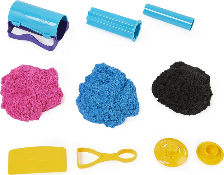 Kinetic Sand, Slice N’ Surprise Set with 383g of Black, Pink and Blue Play Sand