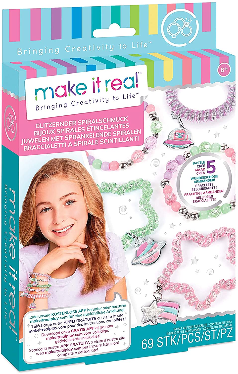 Make It Real 1210 Jewellery Making Sets for Children, Multi-Coloured