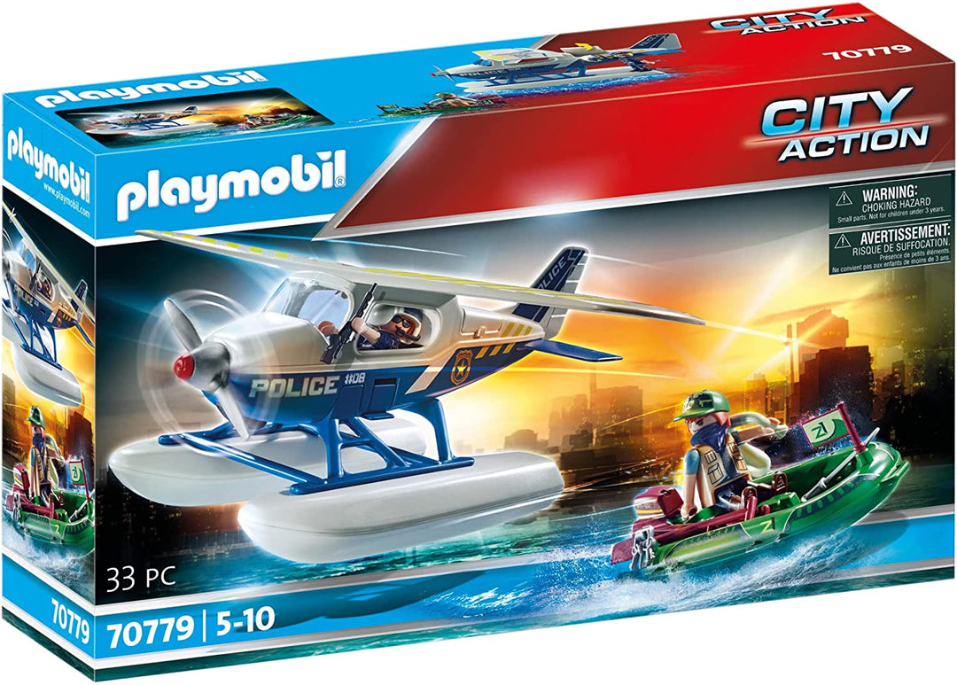 Playmobil City Action 70779 Police Seaplane: Smuggler Pursuit, Floats on Water,