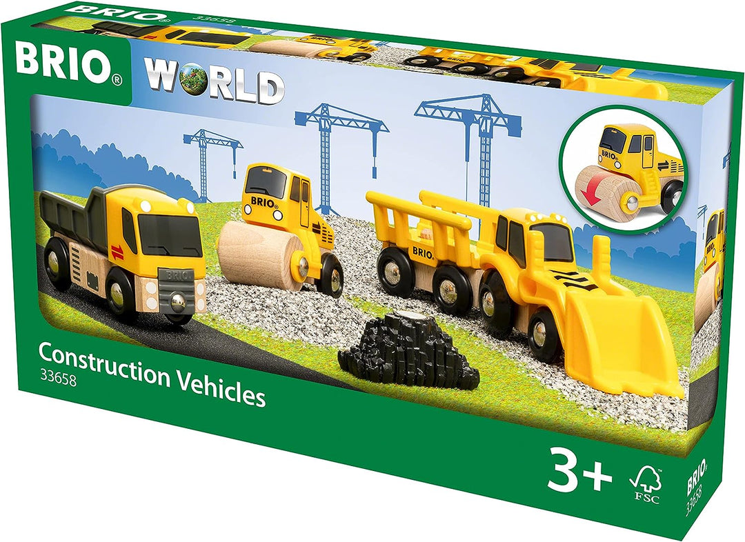 BRIO World Construction Vehicles Train Set for Kids Age 3 Years Up