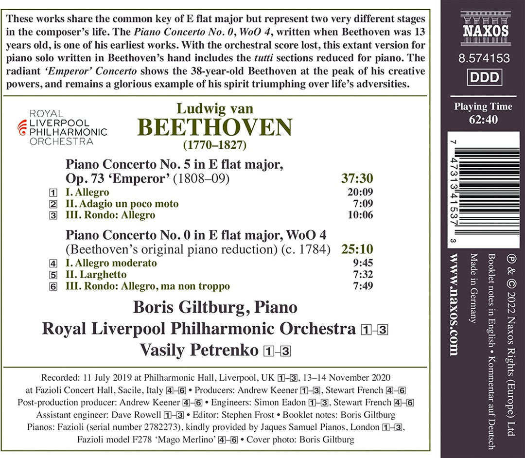 Beethoven: Piano Concertos [Boris Giltburg; Royal Liverpool Philharmonic Orchest [Audio CD]