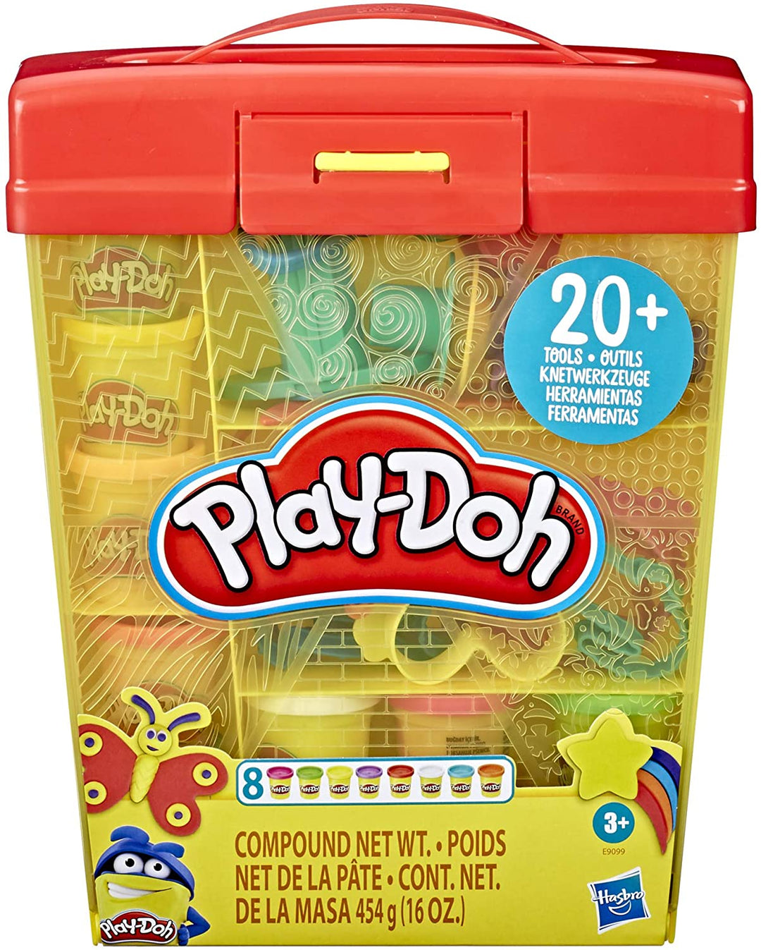 Play-Doh Large Tools and Storage Activity Set for Children Aged 3 Years and Up with 8 Non-Toxic Colours and 20-Plus Tools