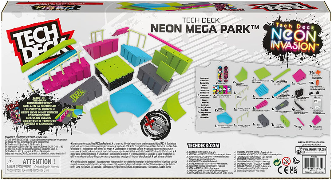 Tech Deck, Neon Mega Park X-Connect Creator, Glow-In-The-Dark Customisable Ramp