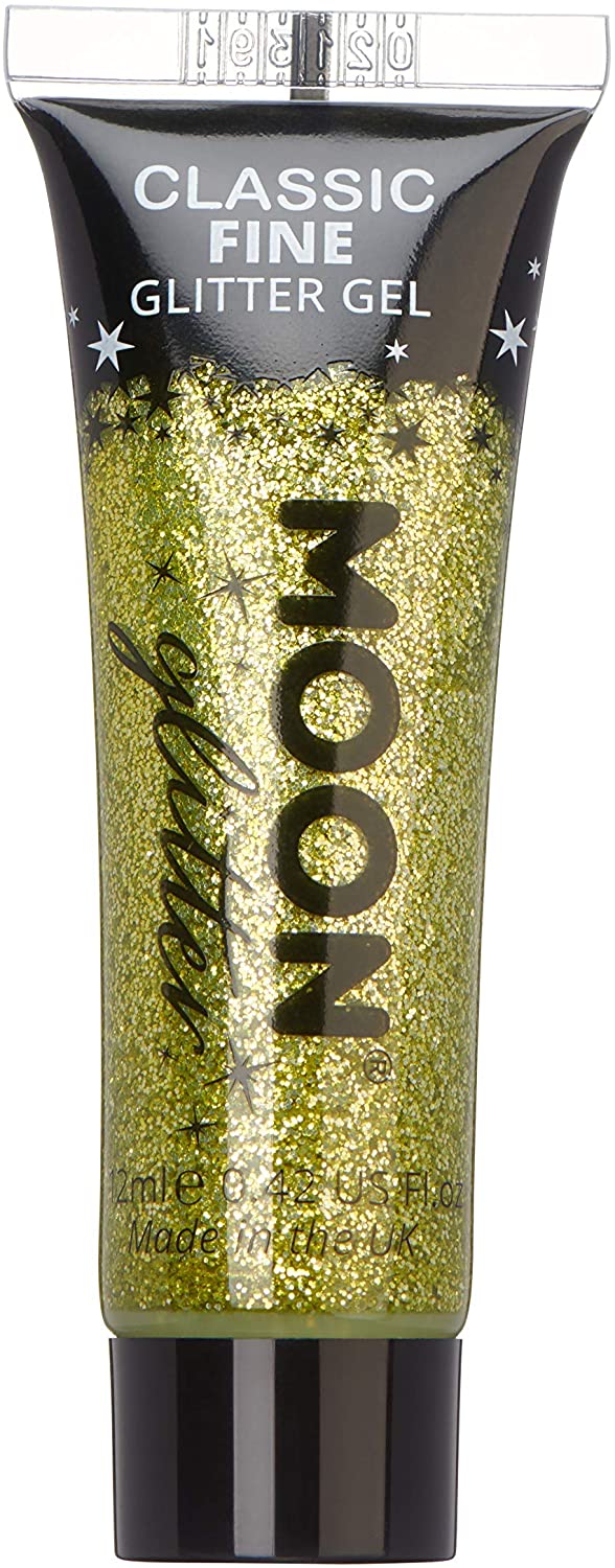 Classic Fine Face & Body Glitter Gel by Moon Glitter - Gold - Cosmetic Festival Glitter Face Paint for Face, Body, Hair, Nails - 12ml
