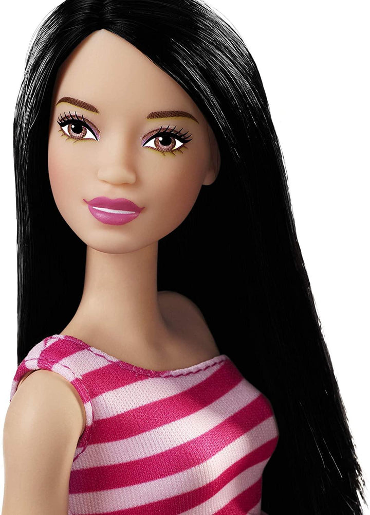 Barbie Glitz Doll Pink Striped Dress - Yachew