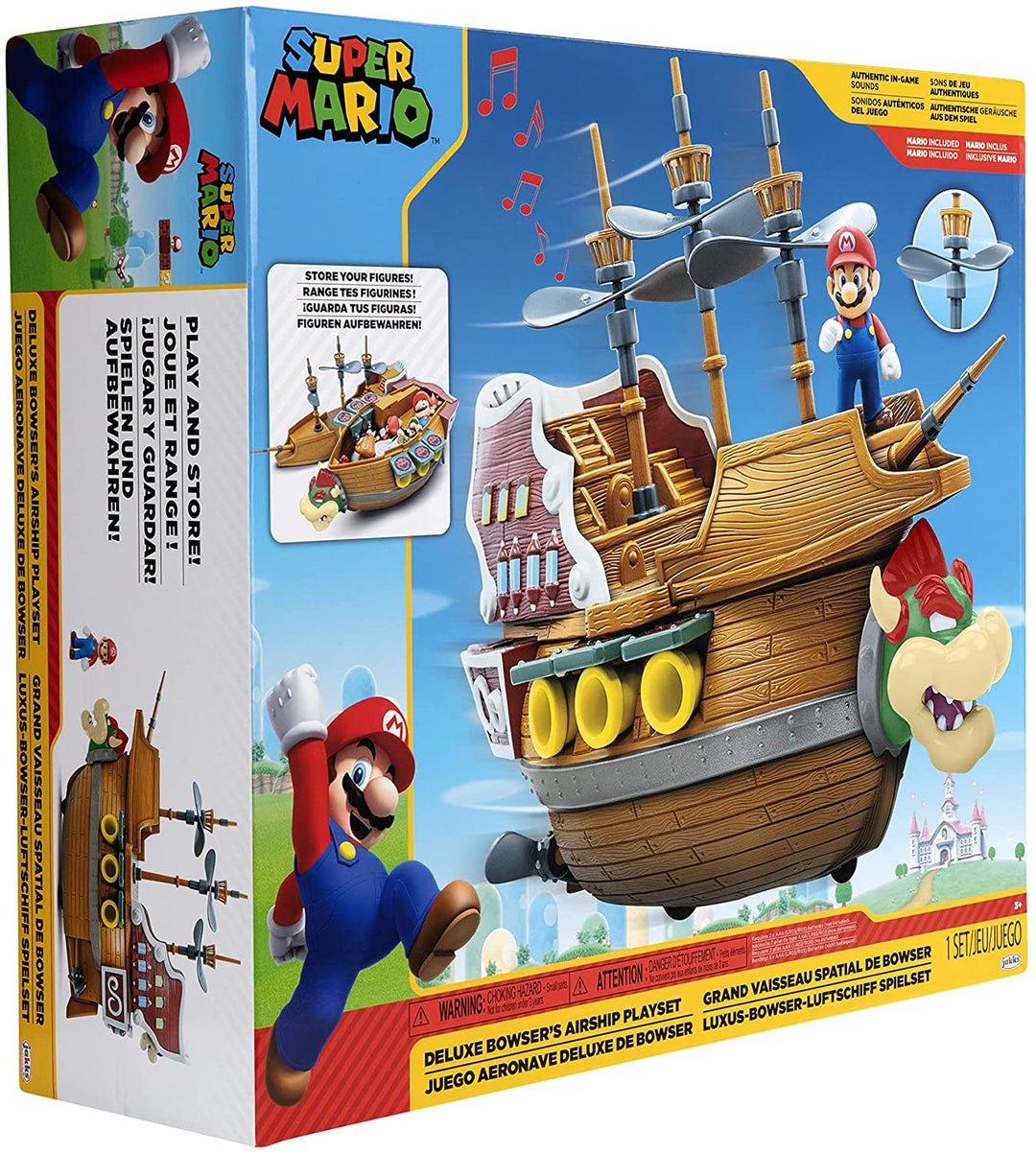 Super Mario Deluxe Bowser's Air Ship Playset with Mario Action Figure – Authenti