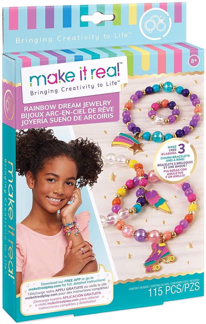 Make It Real Rainbow Dream Jewelry Diy Charm Bracelet Making Kit for Girls