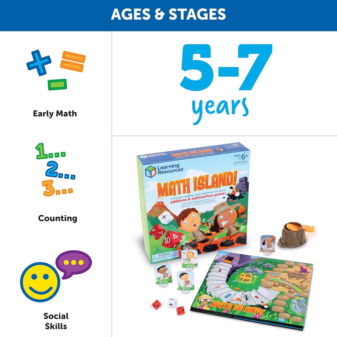 Learning Resources Maths Island Addition & Subtraction Game, Educational Games,