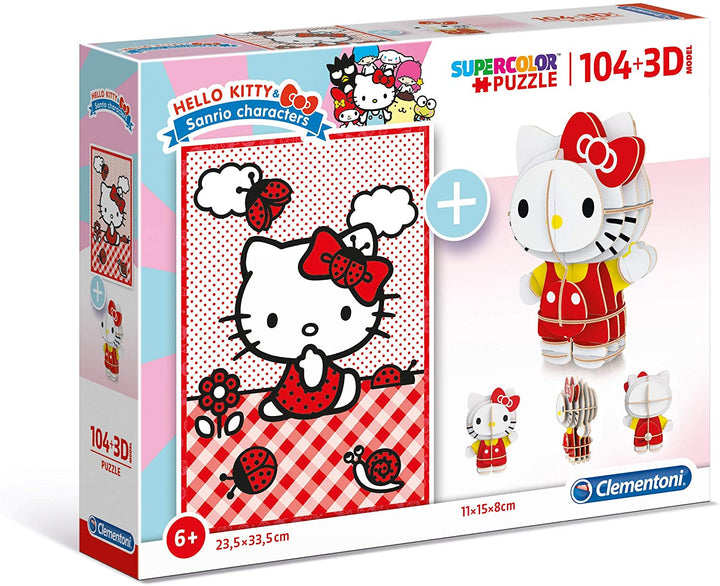 Clementoni - 20171 - Puzzle 104 pieces + 3D Model - Hello Kitty - Made in Italy