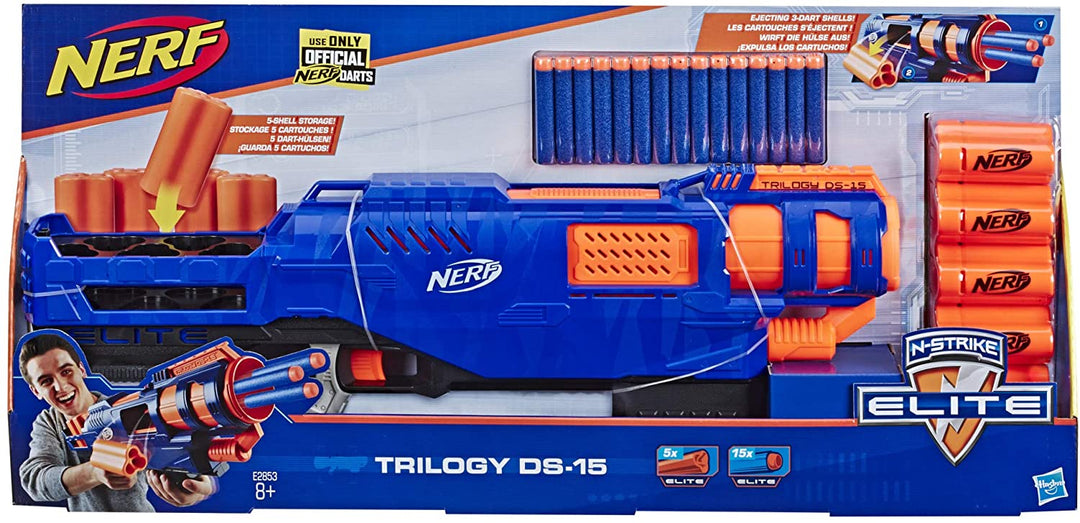 Nerf Trilogy DS-15 Nerf N-Strike Elite Toy Blaster with 15 Official Nerf Elite Darts and 5 Shells