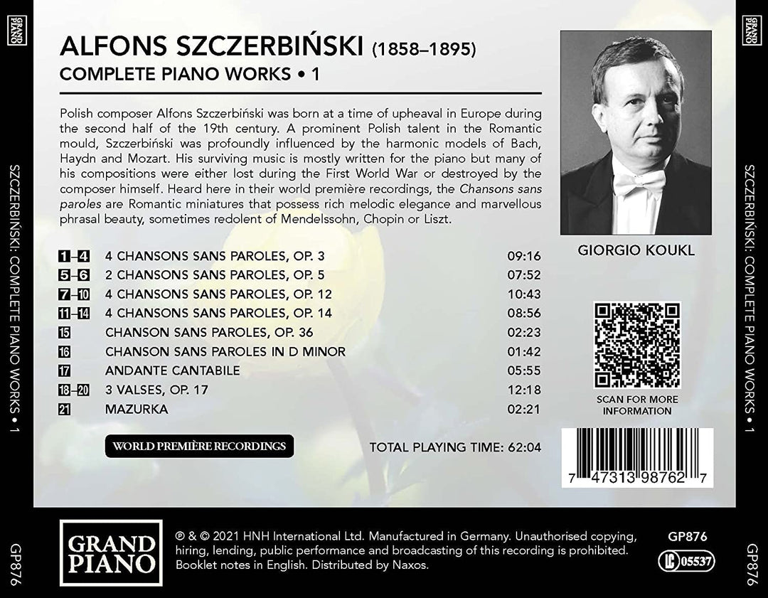 Szczerbinski: Piano Works [Giorgio Koukl] [Grand Piano: GP876] [Audio CD]