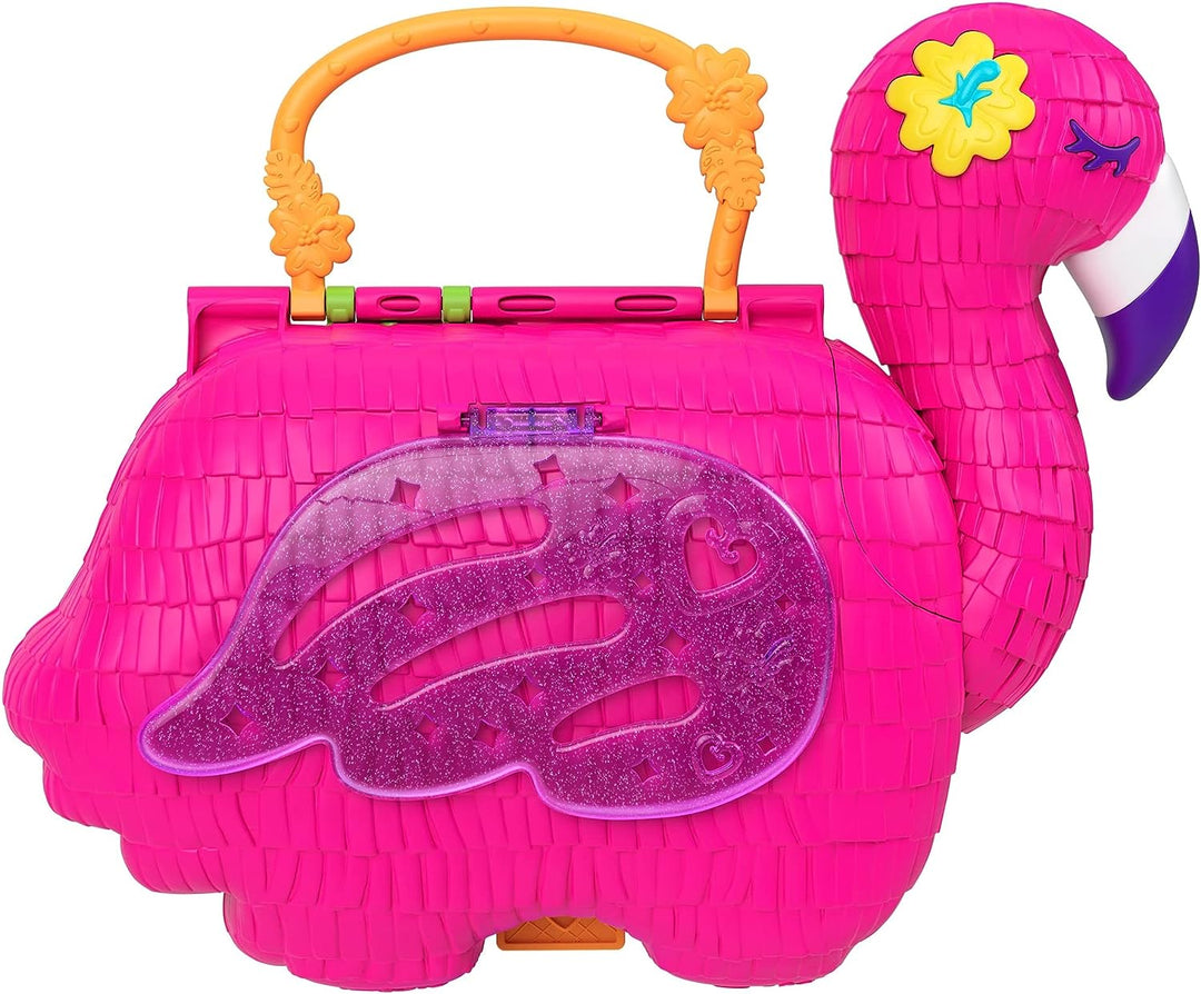 Polly Pocket Flamingo Party Large Compact, 26 Surprises Pop & Swap Feature