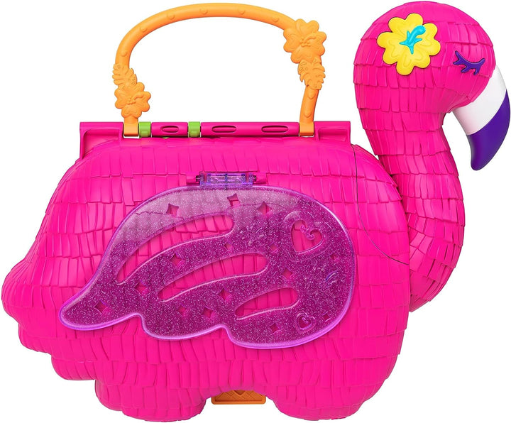 Polly Pocket Flamingo Party Large Compact, 26 Surprises Pop & Swap Feature