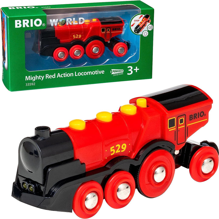 BRIO World Mighty Red Action Locomotive Battery Powered Train for Kids Age 3 Years Up - Compatible with all BRIO Railway Sets & Accessories