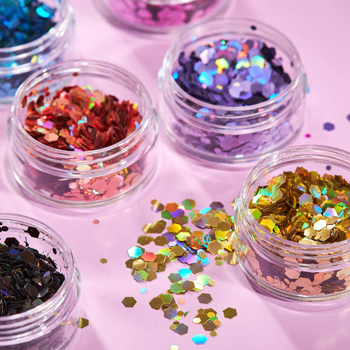 Chunky Holographic Glitter by Moon Glitter - Black - Cosmetic Festival Makeup Glitter for Face, Body, Nails, Hair, Lips - 3g