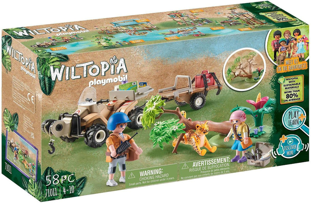 PLAYMOBIL Wiltopia 71011 Animal Rescue Quad with Toy Animals, Sustainable Toy for Kids