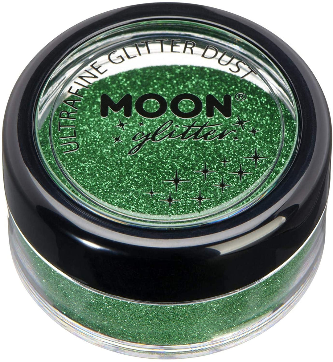 Classic Ultrafine Glitter Dust by Moon Glitter Green Cosmetic Festival Makeup Glitter for Face, Body, Nails, Hair, Lips