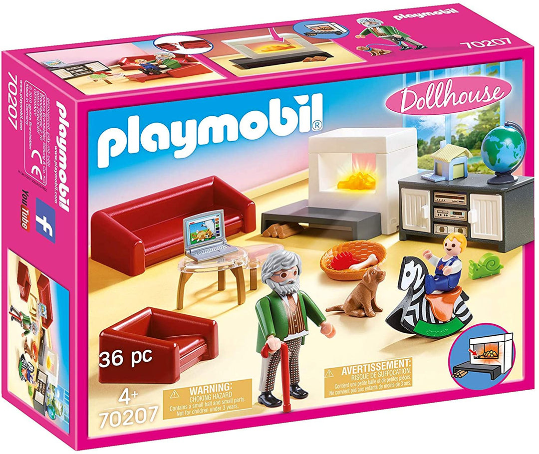 Playmobil 70207 Dollhouse Living Room with Fireplace