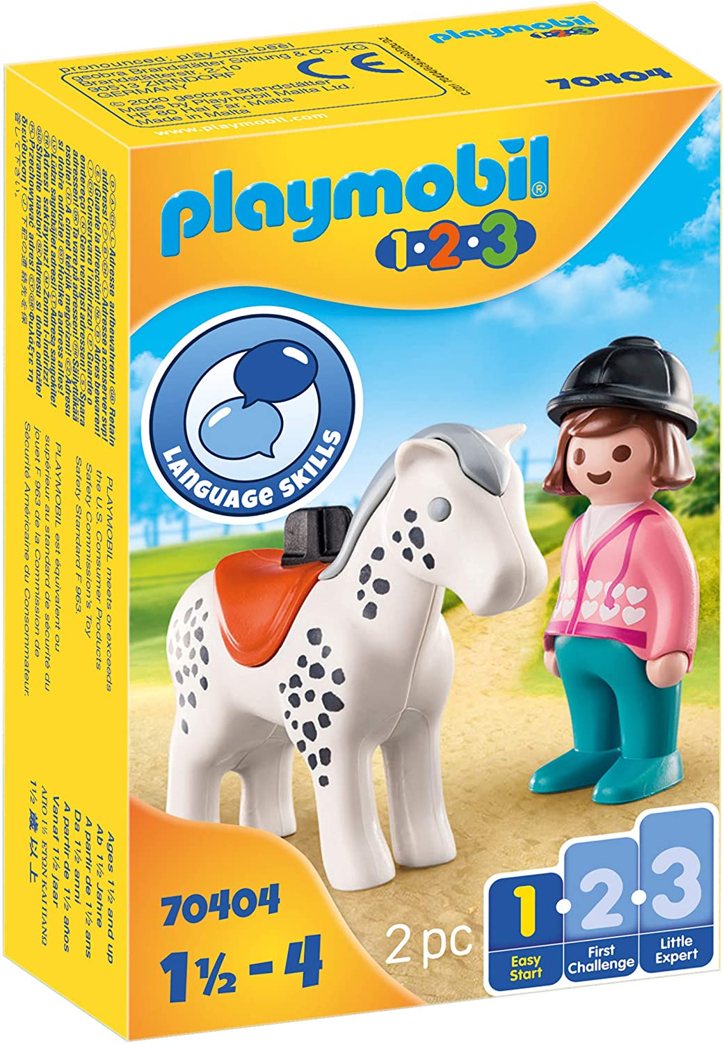 Playmobil 1.2.3 70404 Rider with Horse, for Children Ages 1.5 - 4