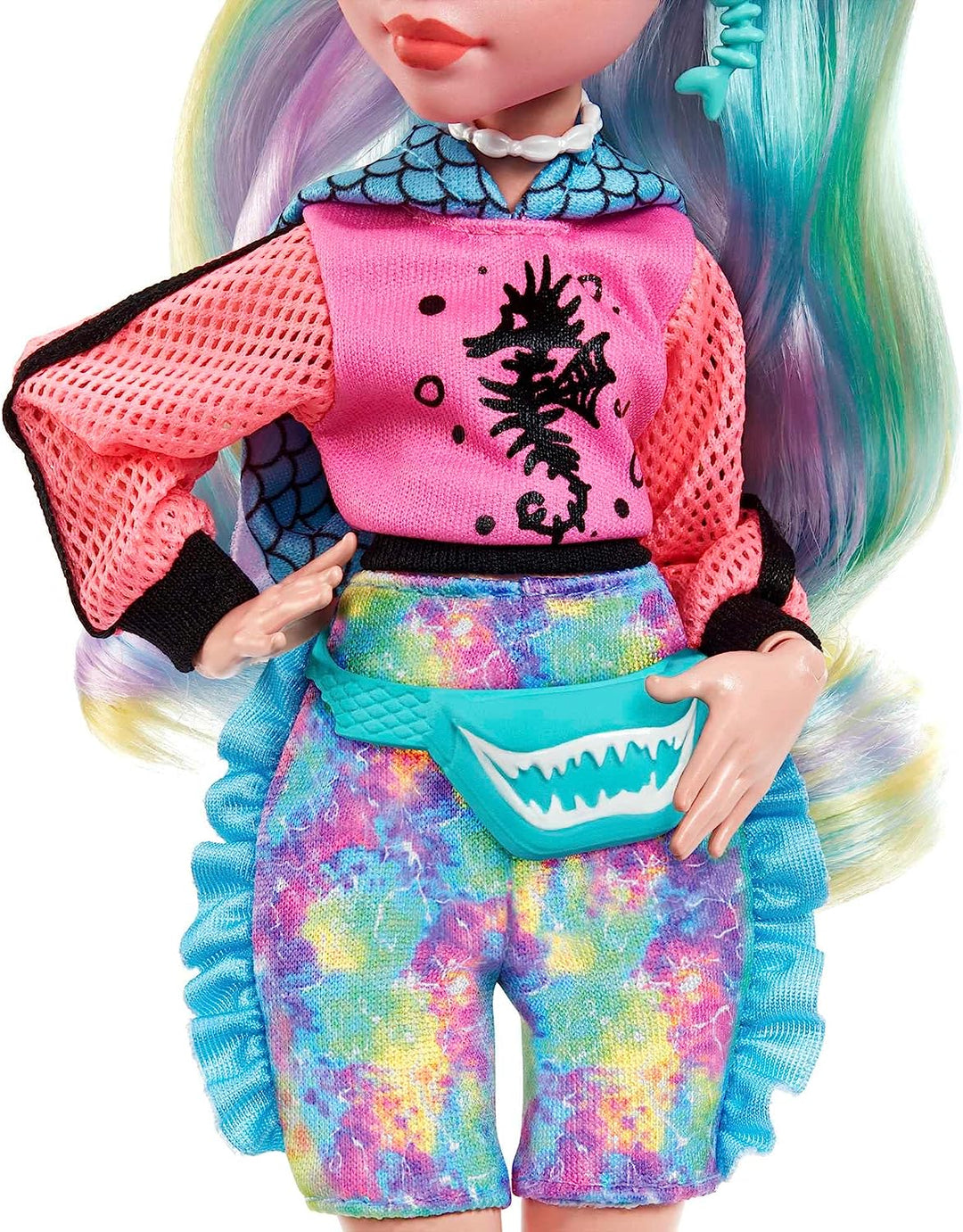 Monster High-Puppe, Lagoona Blue mit Zubehör und Haustier-Piranha, bewegliche Mode