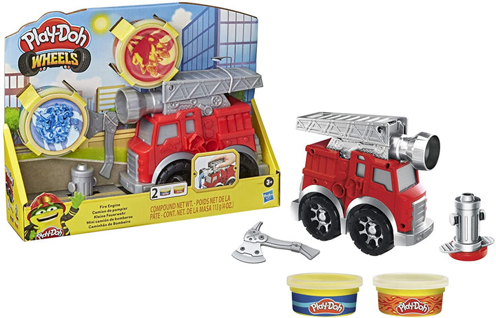 Play Doh Wheels Fire Engine Playset with 2 Non-Toxic Modeling Compound Cans Including Water and Fire Colors