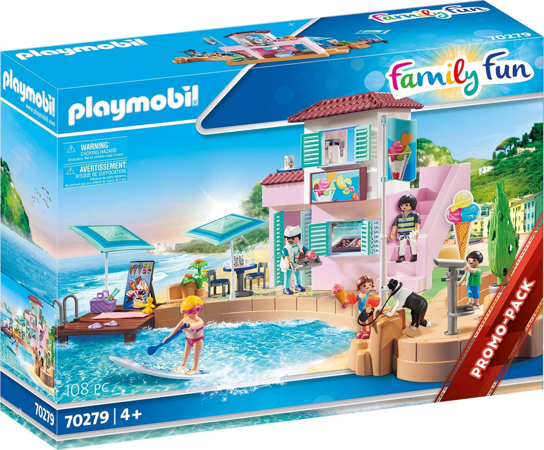 Playmobil 70279 Family Fun Waterfront Ice Cream Shop, for Children Ages 4+