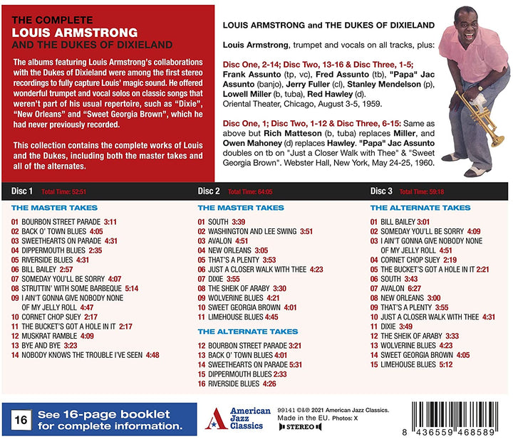 The Complete Louis Armstrong and the Dukes of Dixieland [Audio CD]