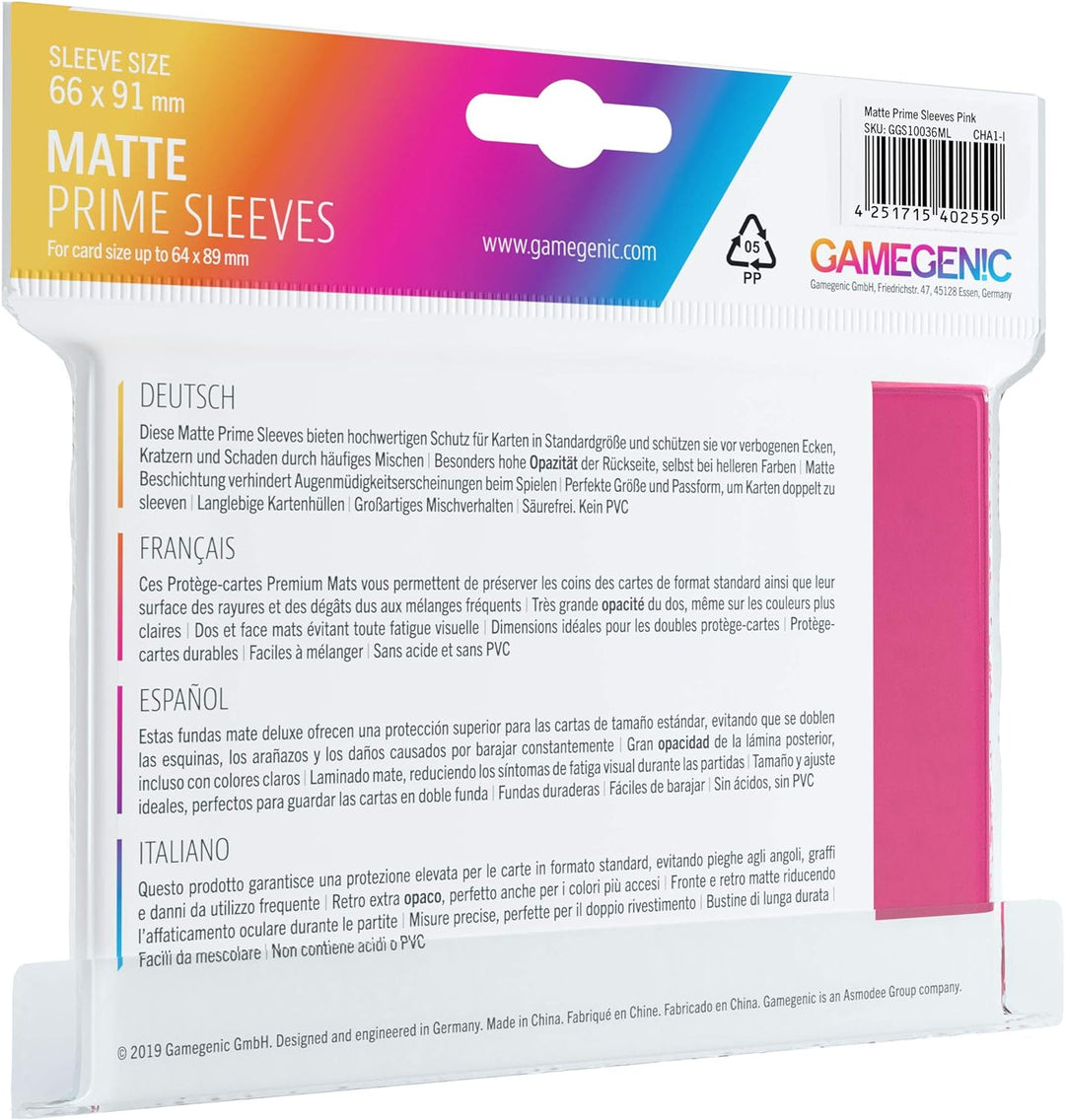 Gamegenic GGS11036ML Matte Prime Sleeves (100-Pack), Pink