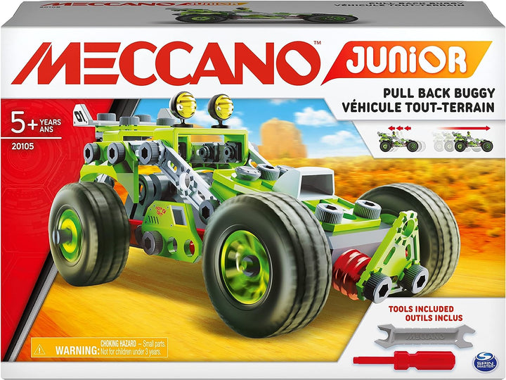 Meccano Junior, 3-in-1-Deluxe-Pull-Back-Buggy-STEAM-Modellbausatz für Kinder