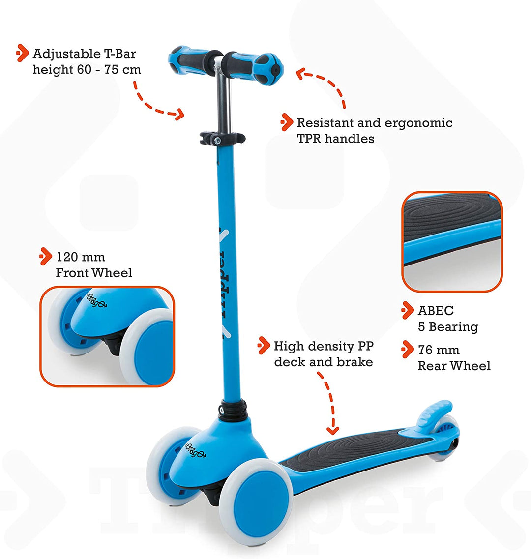 Mondo On&Go 3 Wheel Tripper Scooter with PU Wheels and TPR Handles - Blue Rear S