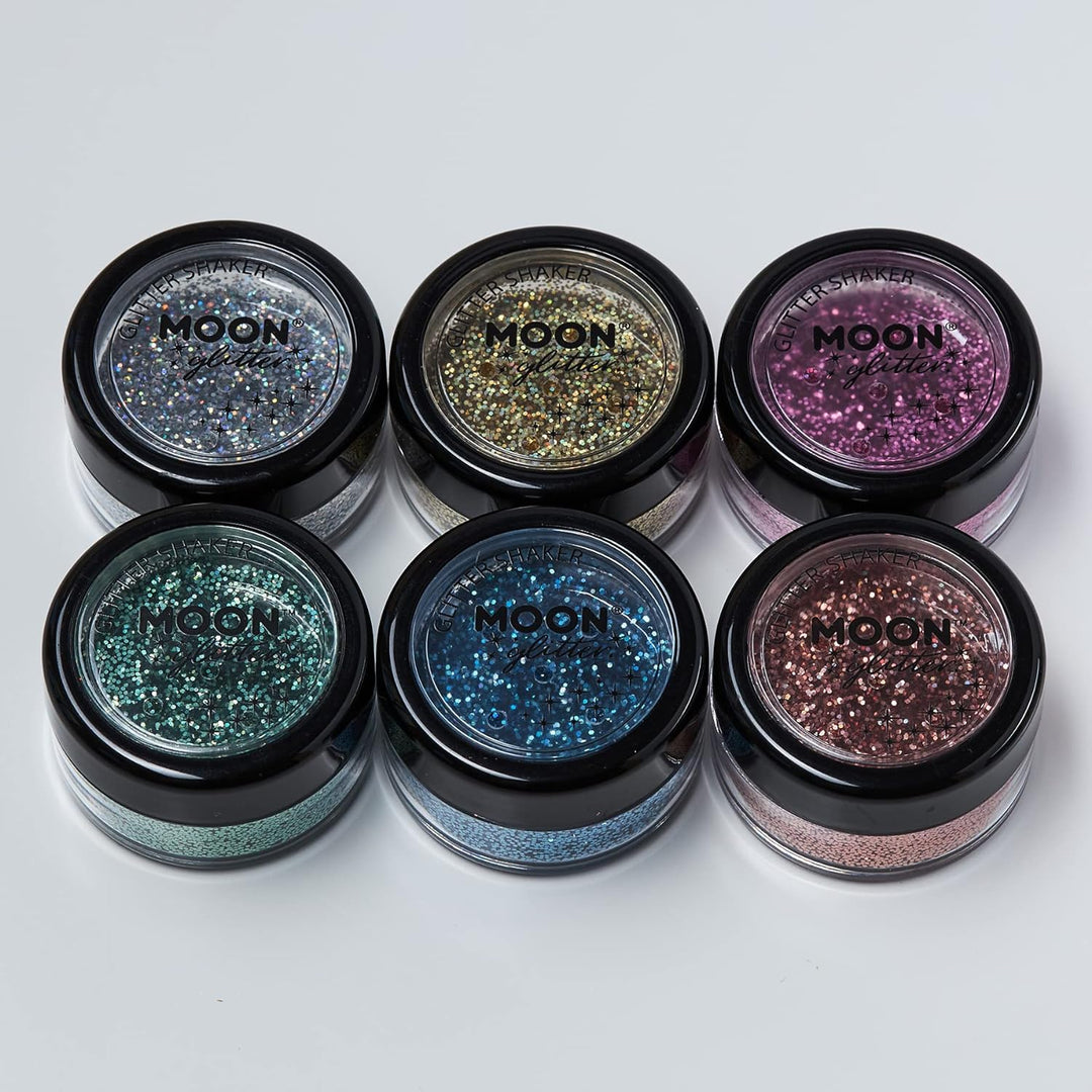 Holographic Glitter Shakers by Moon Glitter - Pink - Cosmetic Festival Makeup Glitter for Face, Body, Nails, Hair, Lips - 5g