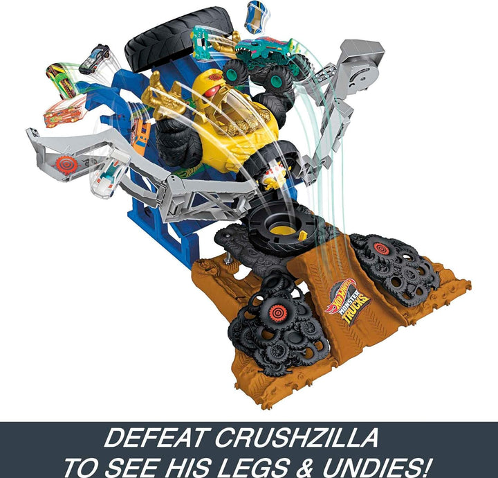Hot Wheels Monster Trucks Arena Smashers Mega-Wrex vs Crushzilla Playset