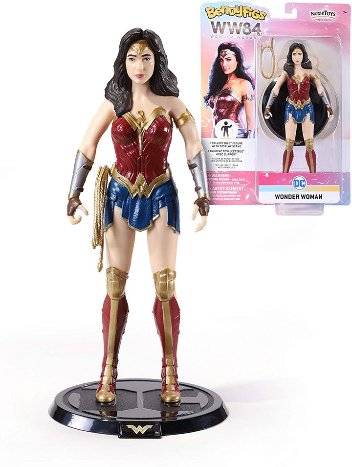 The Noble Collection DC Comics Bendyfigs Wonder Woman - 7.5in (19cm) Noble Toys DC Bendable Posable Collectable Doll Figure With Stand