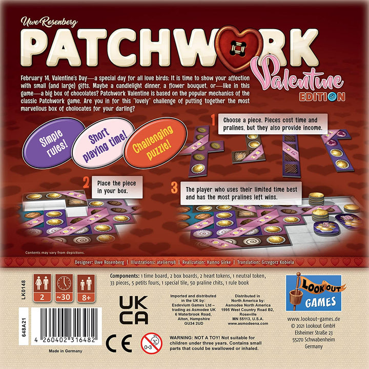 Lookout Spiele | Patchwork: Valentine's Day Edition | Board Game | Ages 8+
